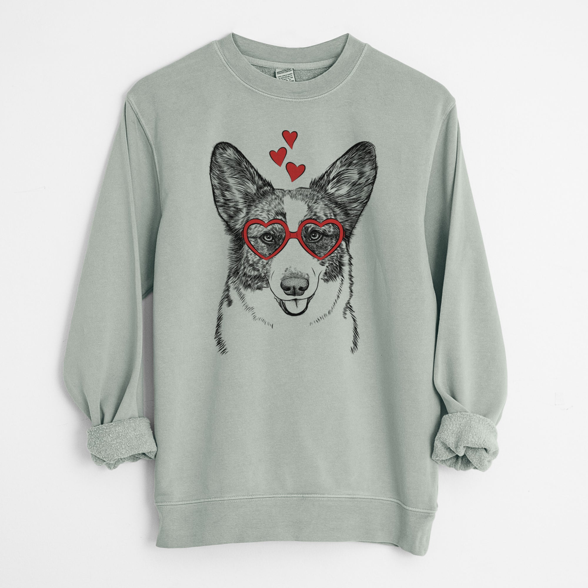 Valentine Gabby the Cardigan Welsh Corgi - Unisex Pigment Dyed Crew Sweatshirt