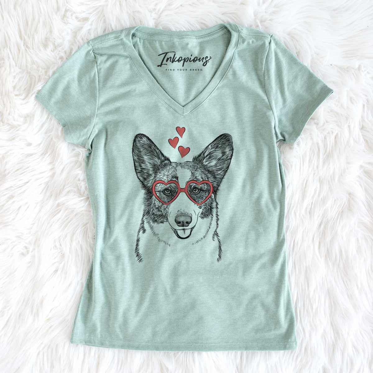 Valentine Gabby the Cardigan Welsh Corgi - Women's V-neck Shirt