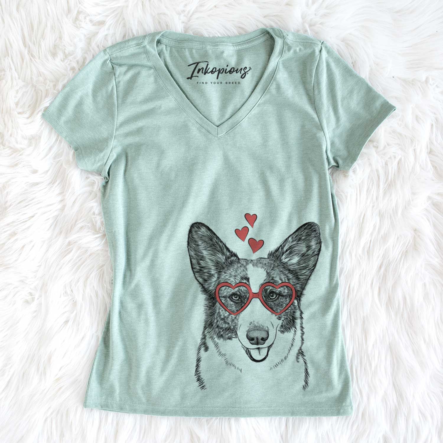 Valentine Gabby the Cardigan Welsh Corgi - Women's V-neck Shirt