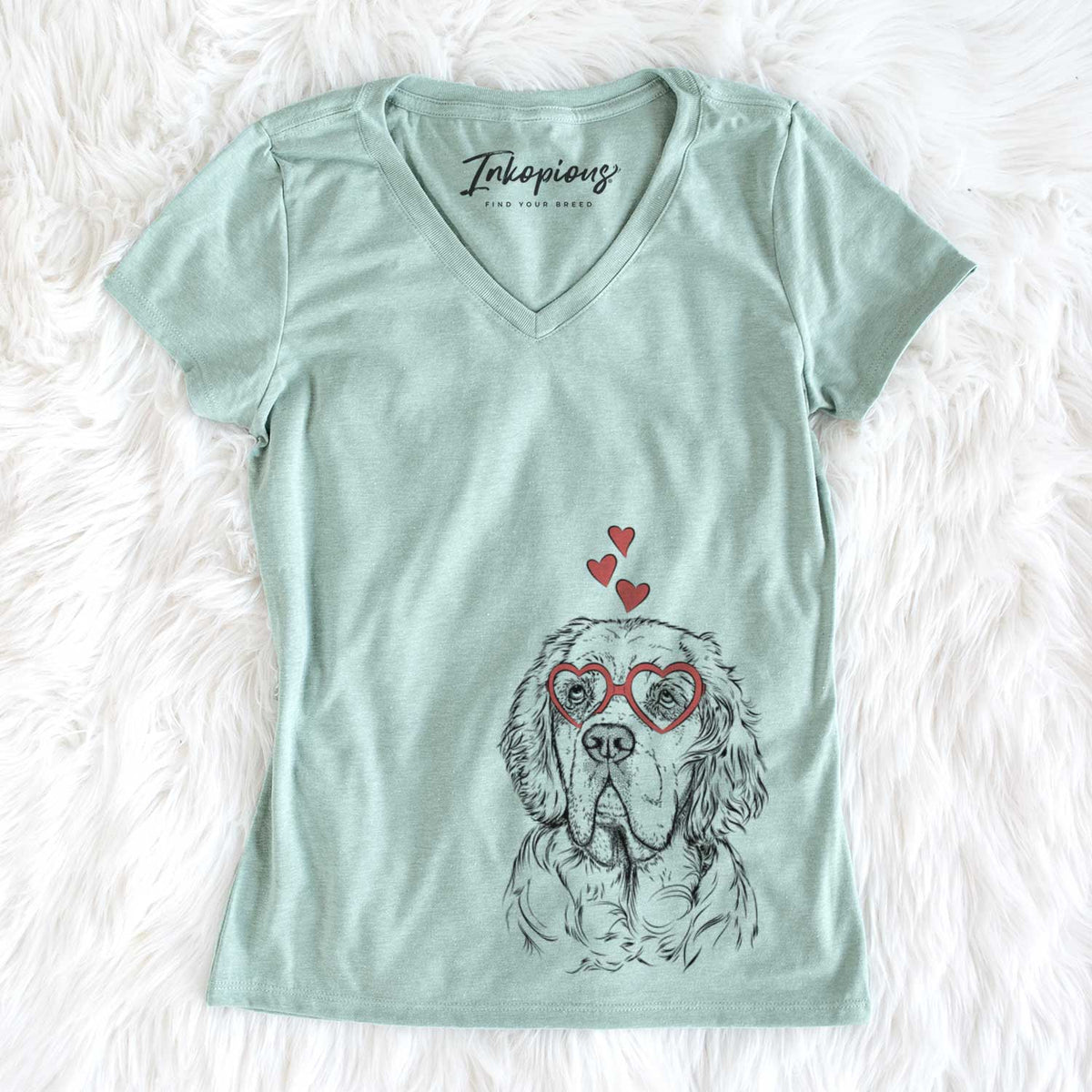 Valentine Gary the Clumber Spaniel - Women&#39;s V-neck Shirt