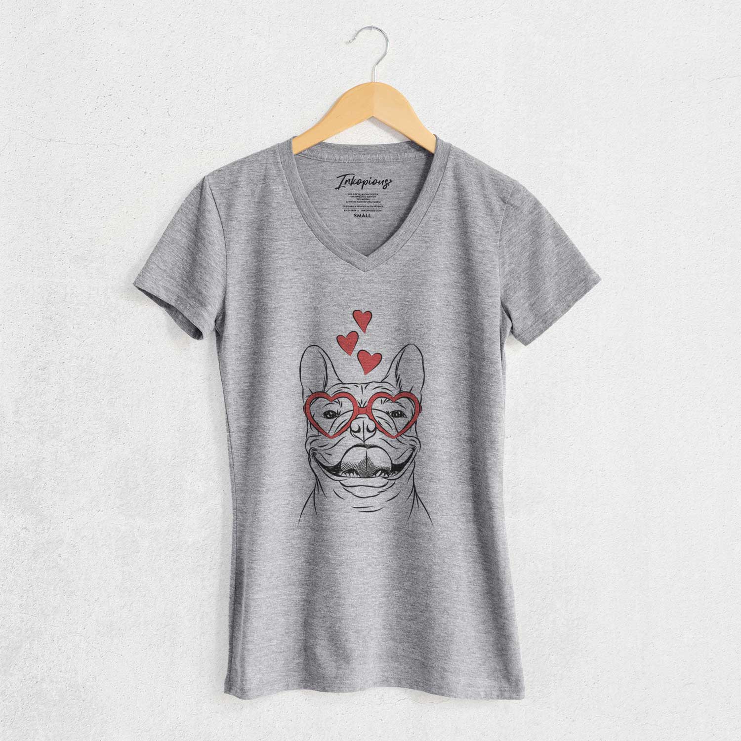 Valentine Gaston the French Bulldog - Women's V-neck Shirt