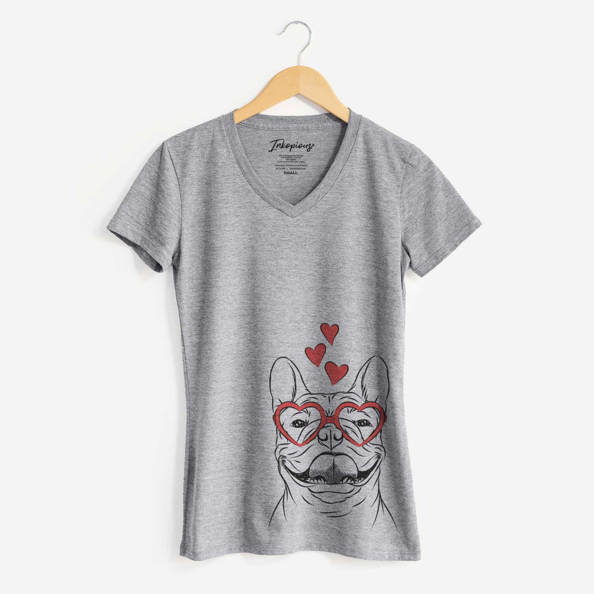 Valentine Gaston the French Bulldog - Women's V-neck Shirt