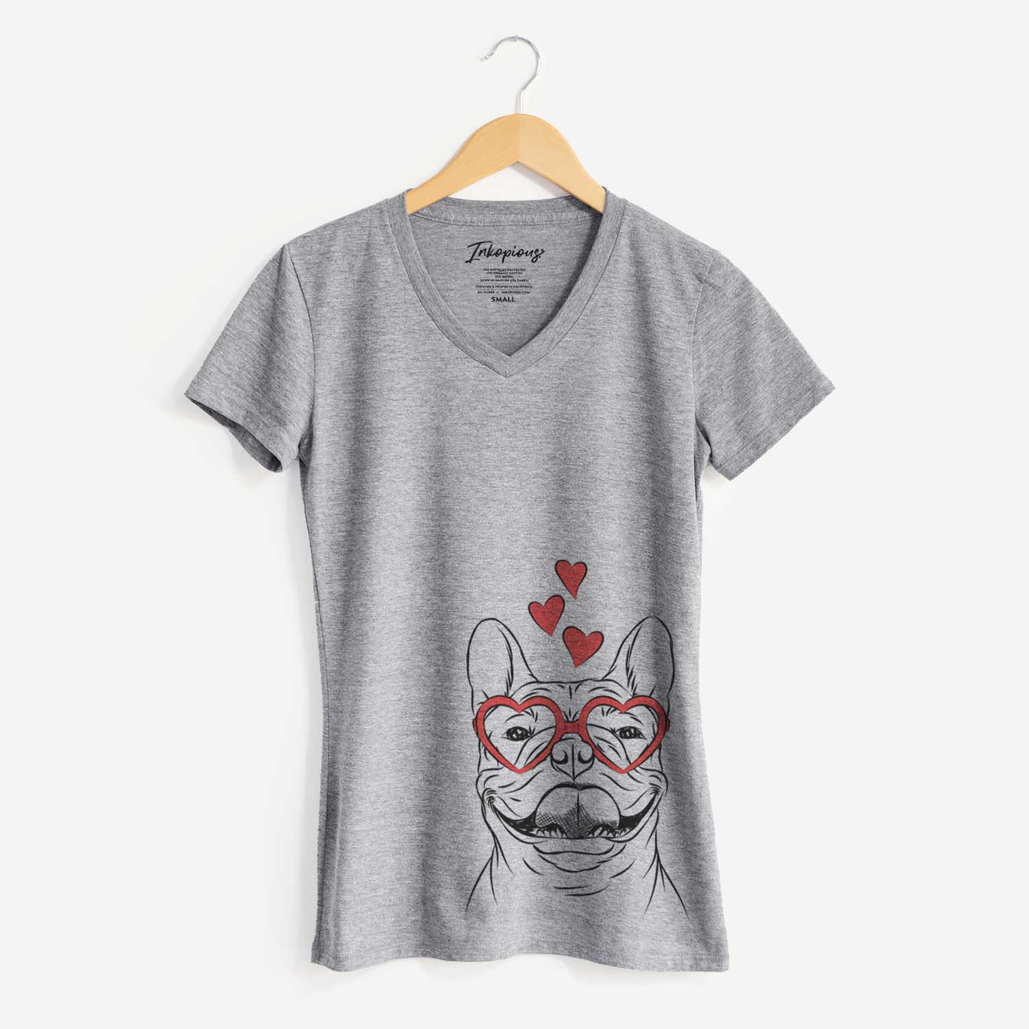 Valentine Gaston the French Bulldog - Women's V-neck Shirt