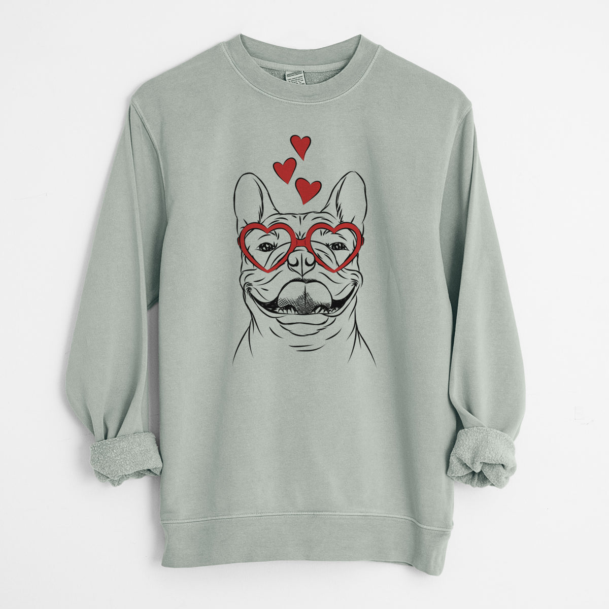 Valentine Gaston the French Bulldog - Unisex Pigment Dyed Crew Sweatshirt