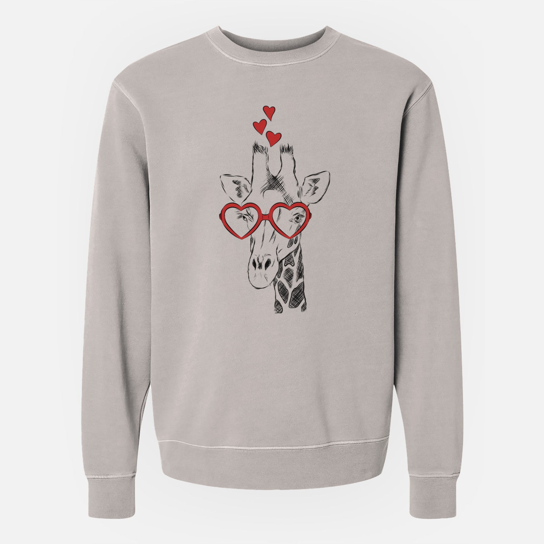 Valentine Geoffrey the Giraffe - Unisex Pigment Dyed Crew Sweatshirt