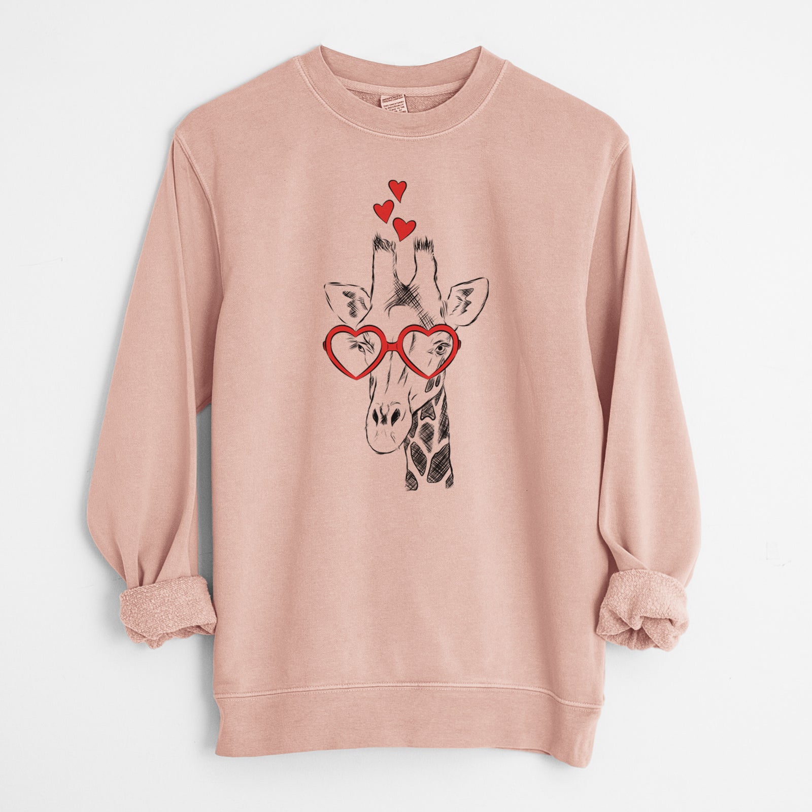 Valentine Geoffrey the Giraffe - Unisex Pigment Dyed Crew Sweatshirt