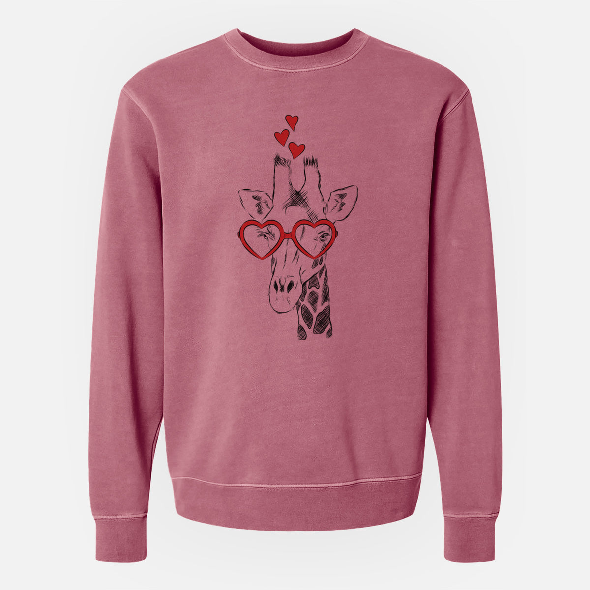 Valentine Geoffrey the Giraffe - Unisex Pigment Dyed Crew Sweatshirt