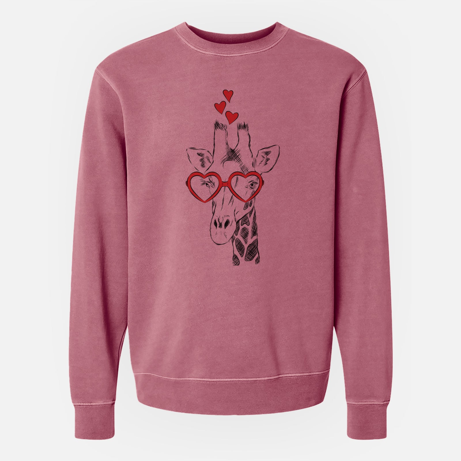 Valentine Geoffrey the Giraffe - Unisex Pigment Dyed Crew Sweatshirt