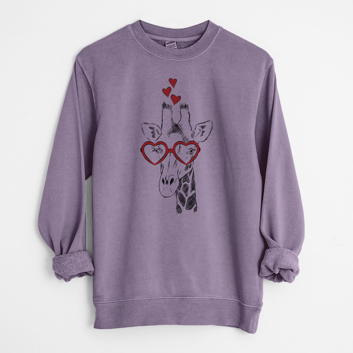 Valentine Geoffrey the Giraffe - Unisex Pigment Dyed Crew Sweatshirt