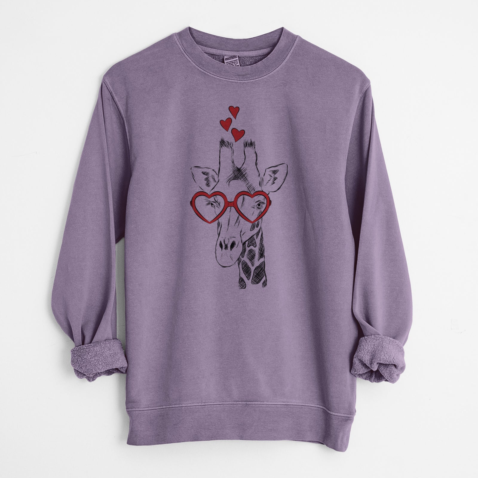 Valentine Geoffrey the Giraffe - Unisex Pigment Dyed Crew Sweatshirt