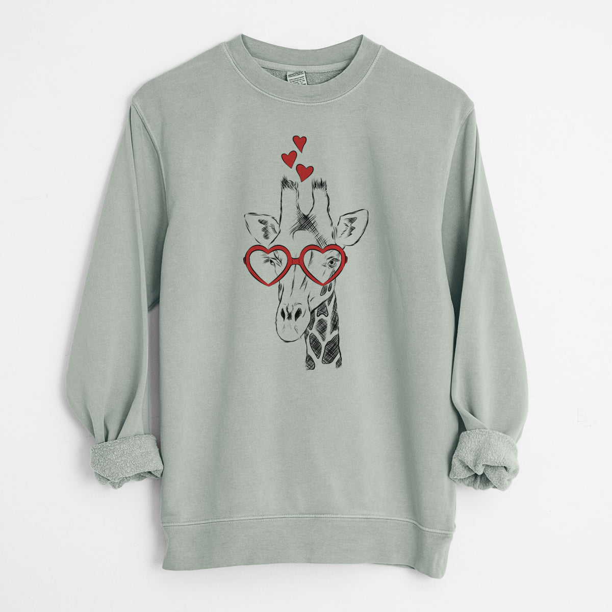 Valentine Geoffrey the Giraffe - Unisex Pigment Dyed Crew Sweatshirt