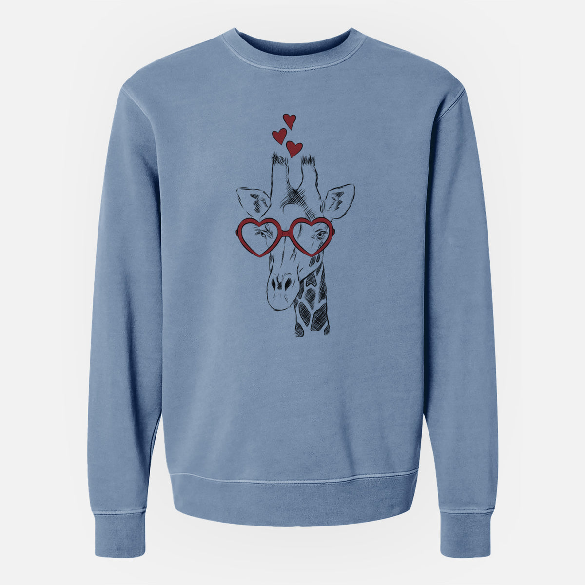 Valentine Geoffrey the Giraffe - Unisex Pigment Dyed Crew Sweatshirt