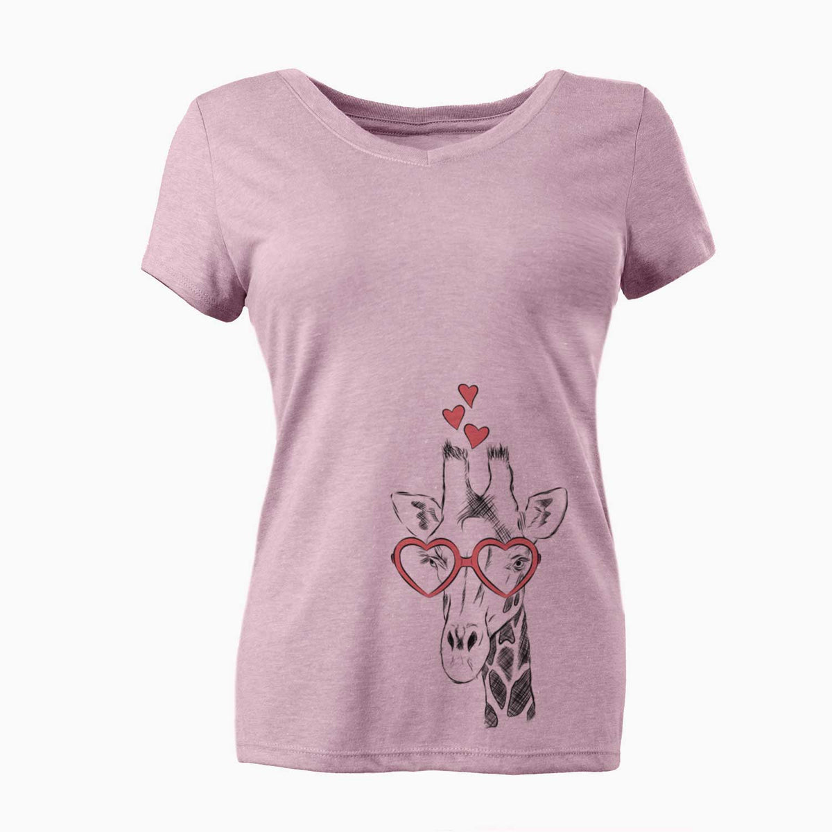 Valentine Geoffrey the Giraffe - Women's V-neck Shirt