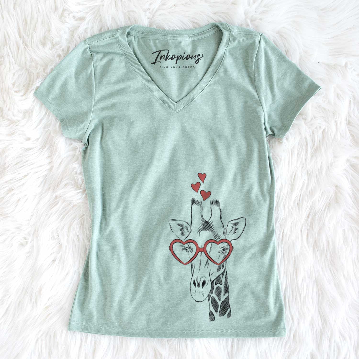 Valentine Geoffrey the Giraffe - Women's V-neck Shirt