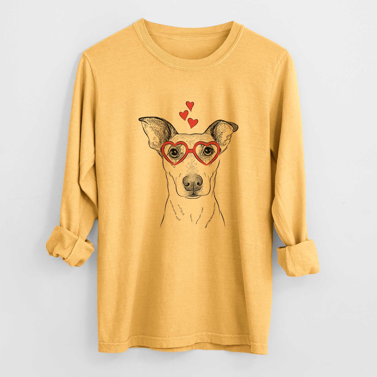 Valentine Georgie Rat the Terrier Mix - Heavyweight 100% Cotton Long Sleeve