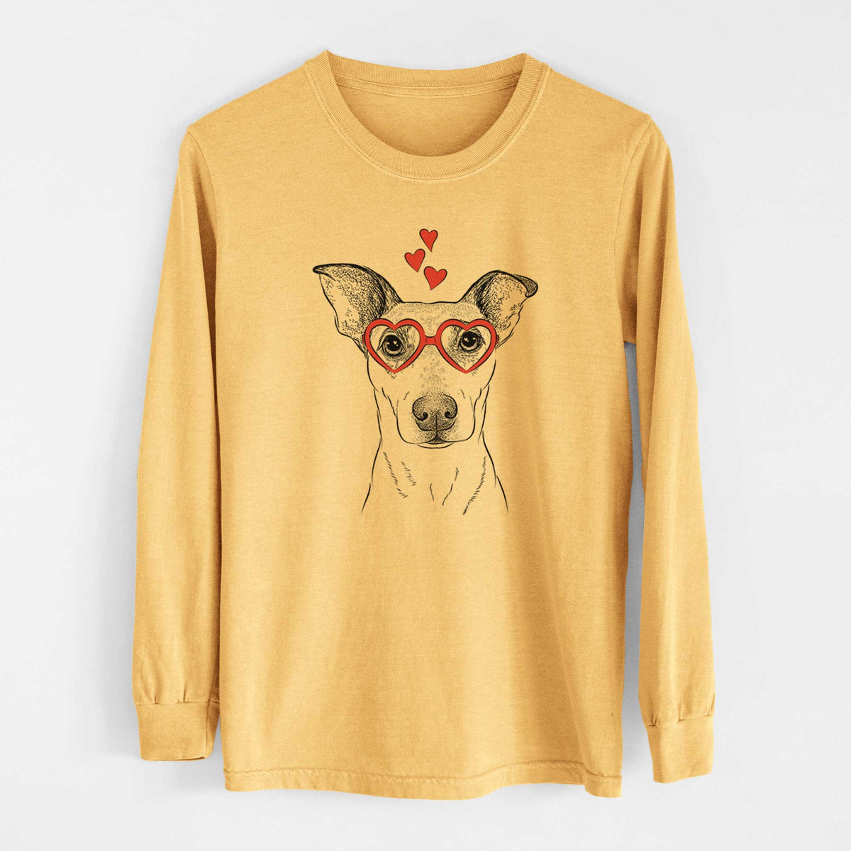 Valentine Georgie Rat the Terrier Mix - Heavyweight 100% Cotton Long Sleeve