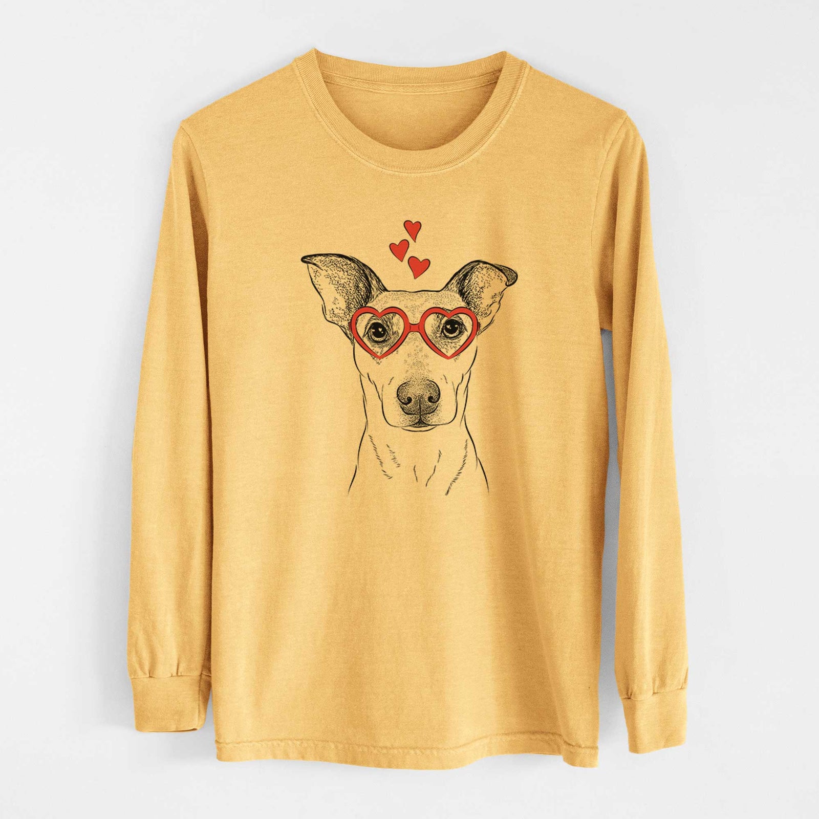 Valentine Georgie Rat the Terrier Mix - Heavyweight 100% Cotton Long Sleeve