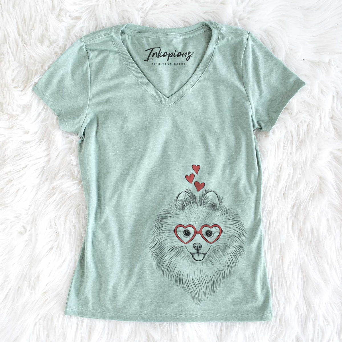 Valentine GiGi the Pomeranian - Women&#39;s V-neck Shirt