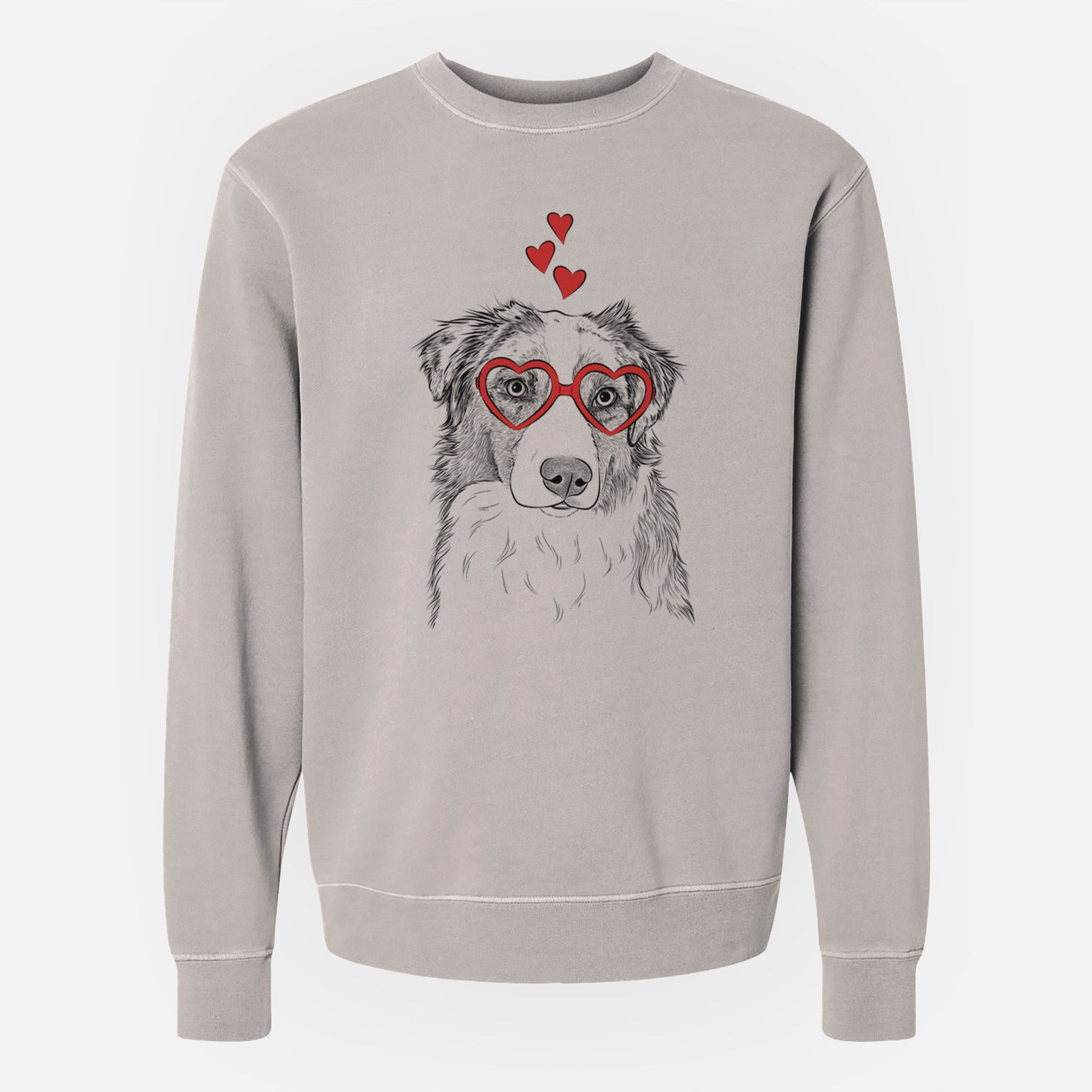 Valentine Ginger the Australian Shepherd - Unisex Pigment Dyed Crew Sweatshirt