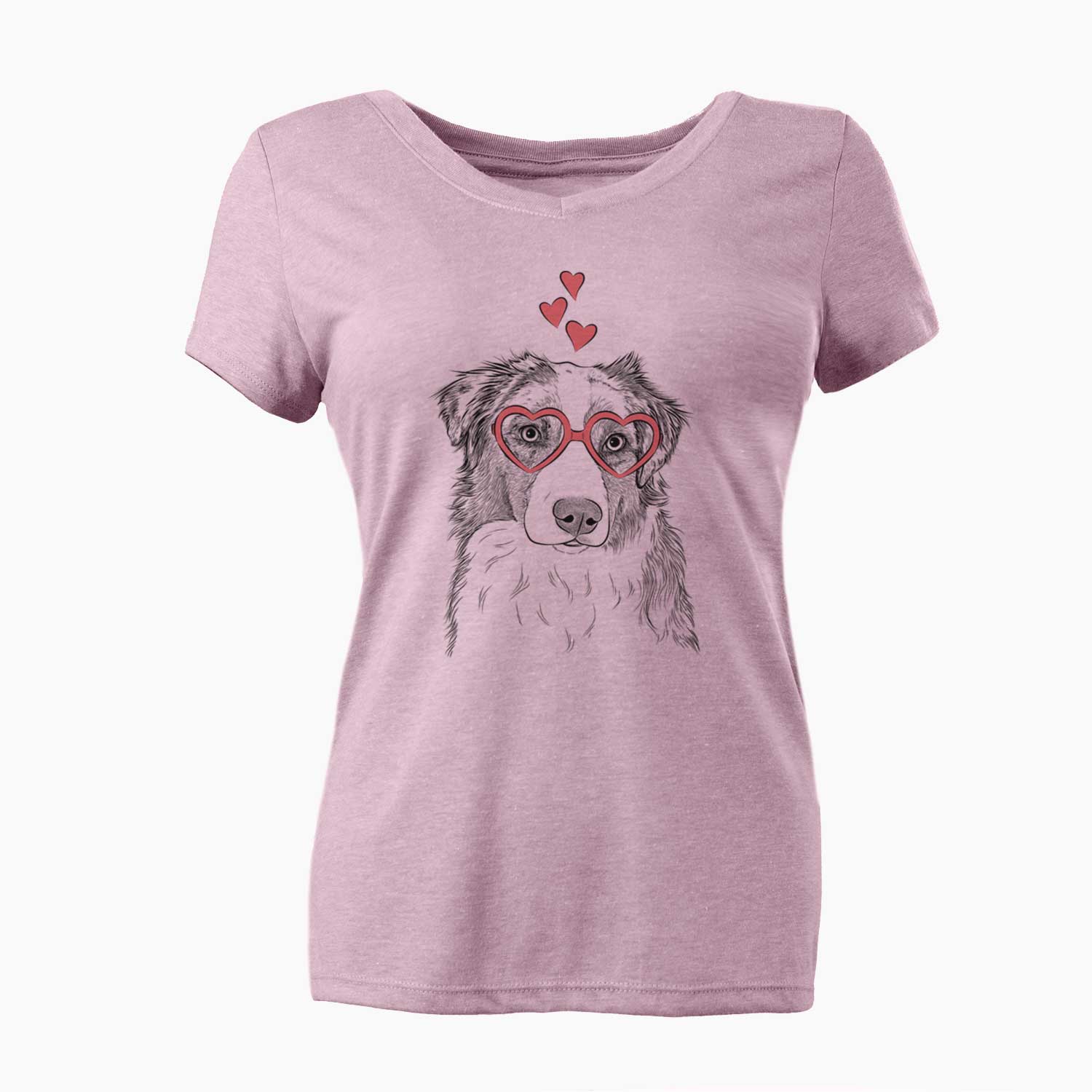 Valentine Ginger the Australian Shepherd - Women's V-neck Shirt