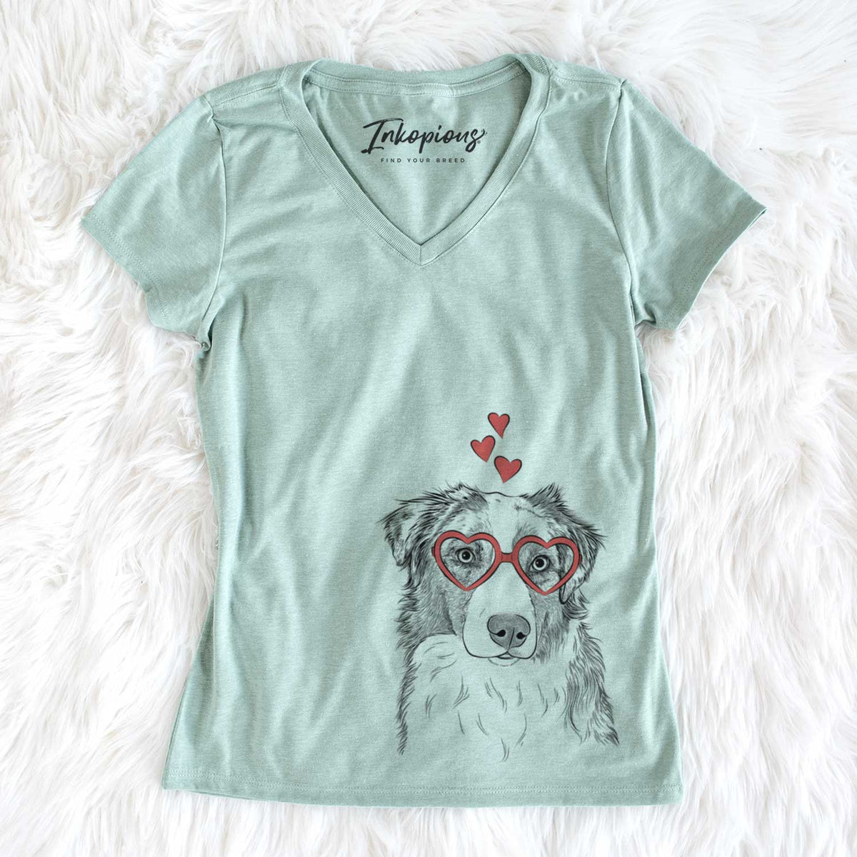 Valentine Ginger the Australian Shepherd - Women&#39;s V-neck Shirt