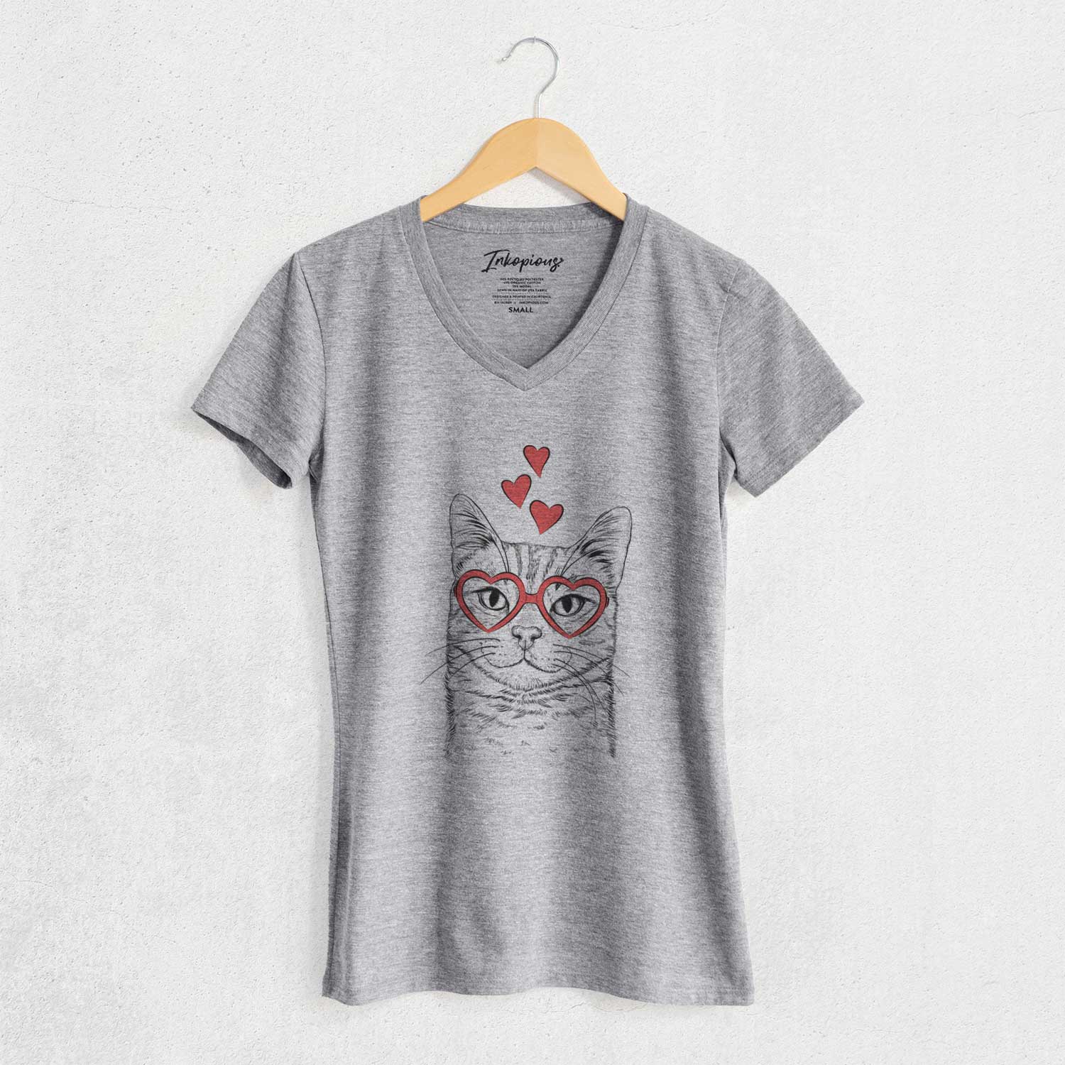 Valentine Ginger Tom the Tabby Cat - Women's V-neck Shirt