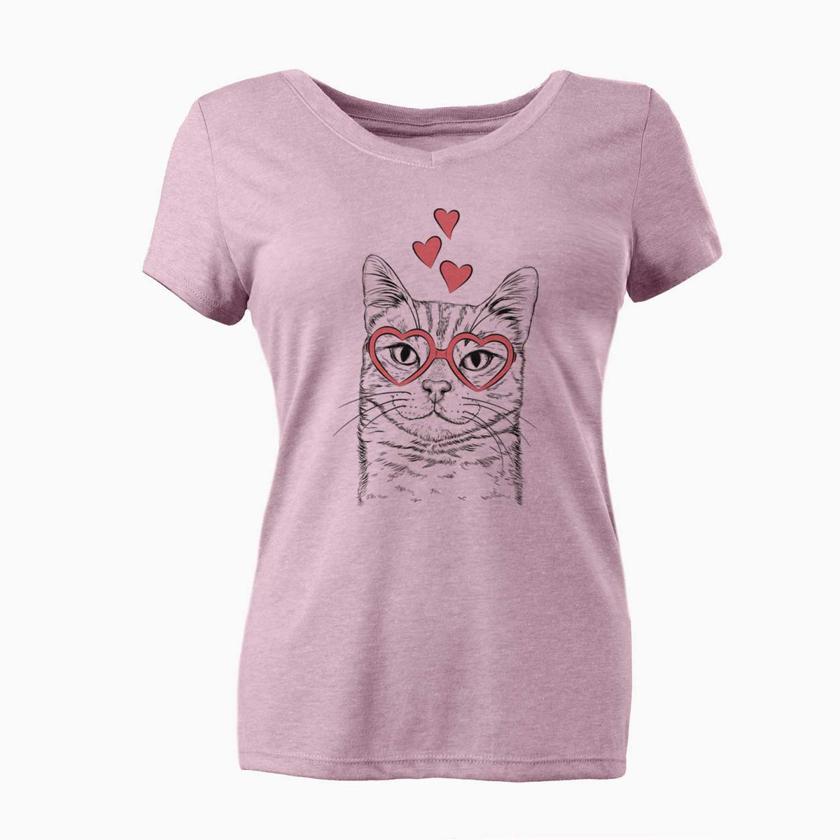 Valentine Ginger Tom the Tabby Cat - Women's V-neck Shirt