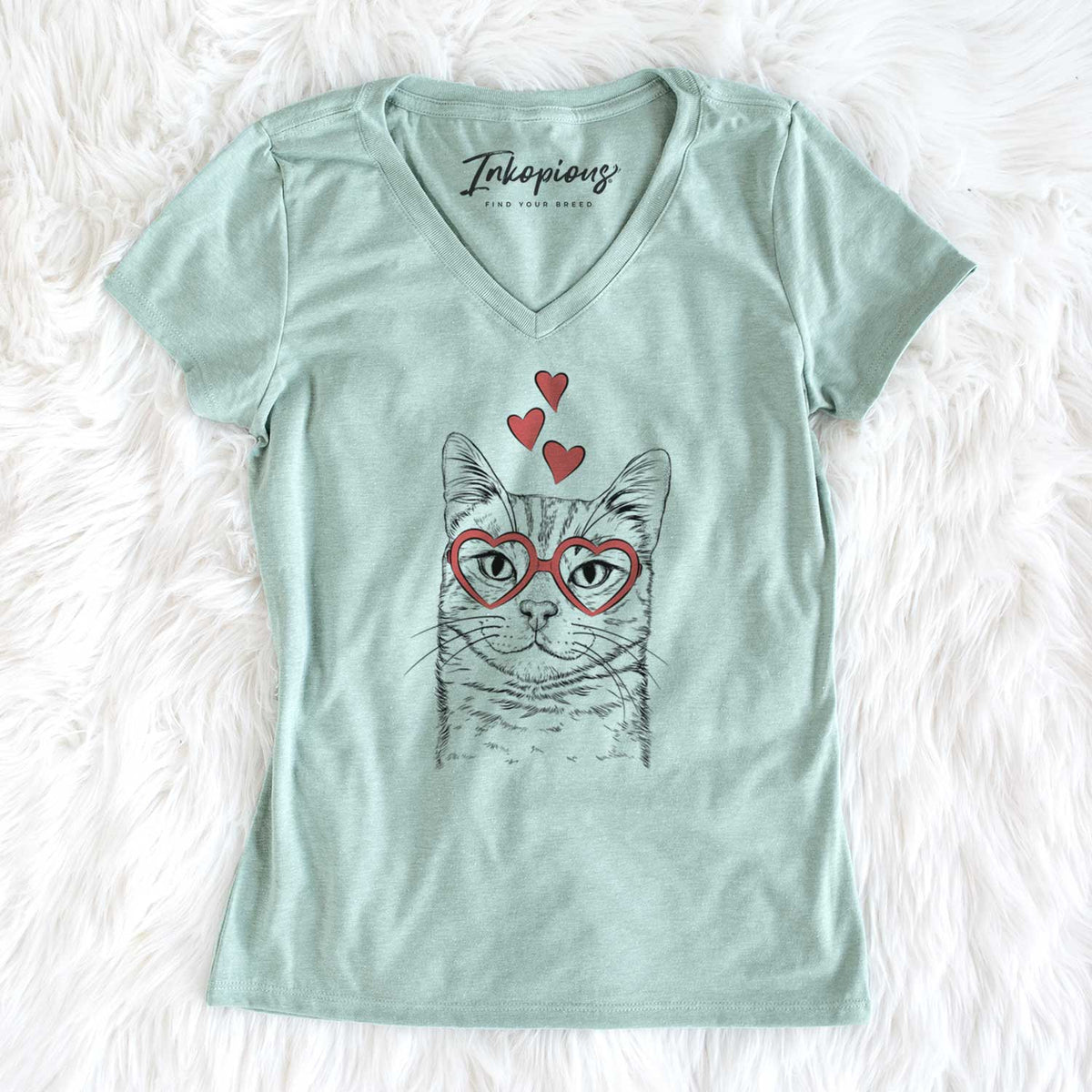 Valentine Ginger Tom the Tabby Cat - Women's V-neck Shirt