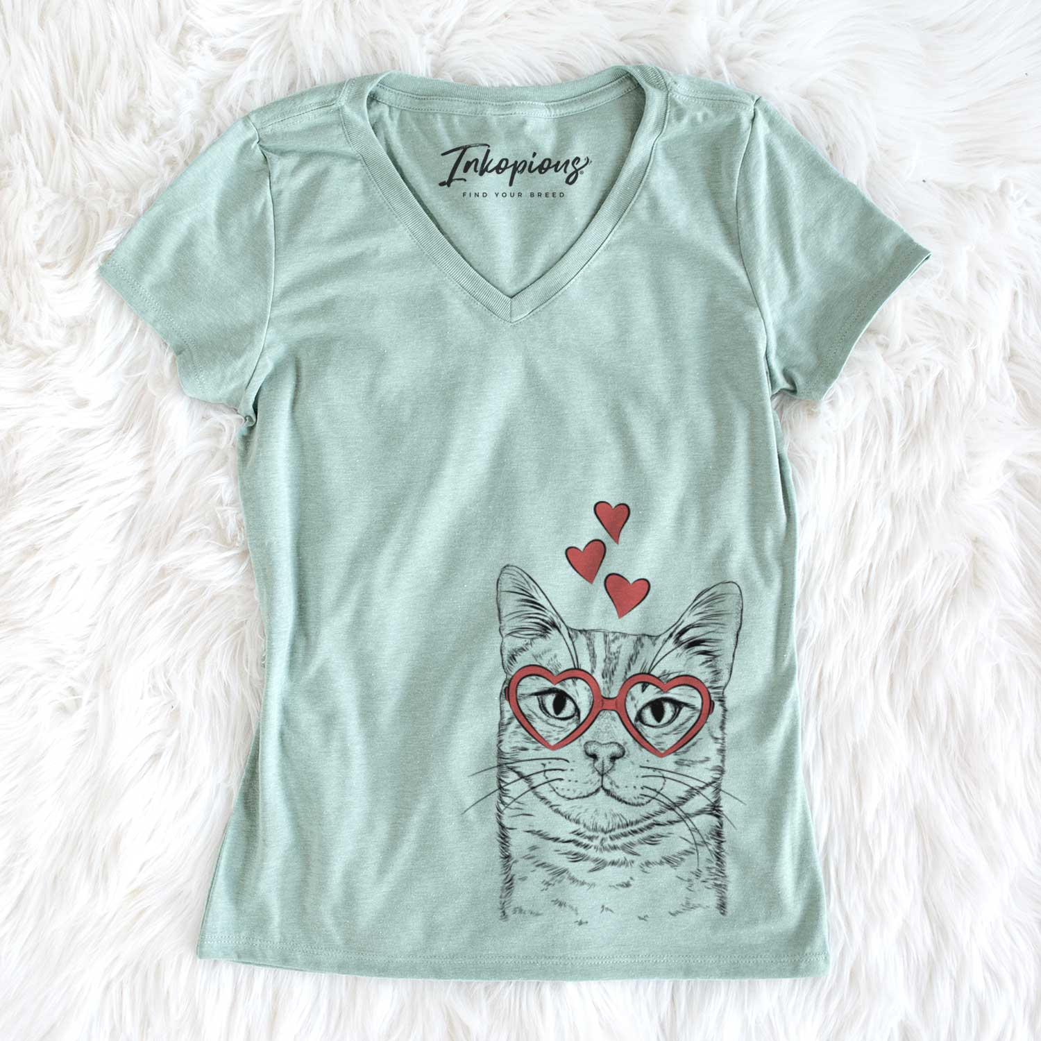 Valentine Ginger Tom the Tabby Cat - Women's V-neck Shirt