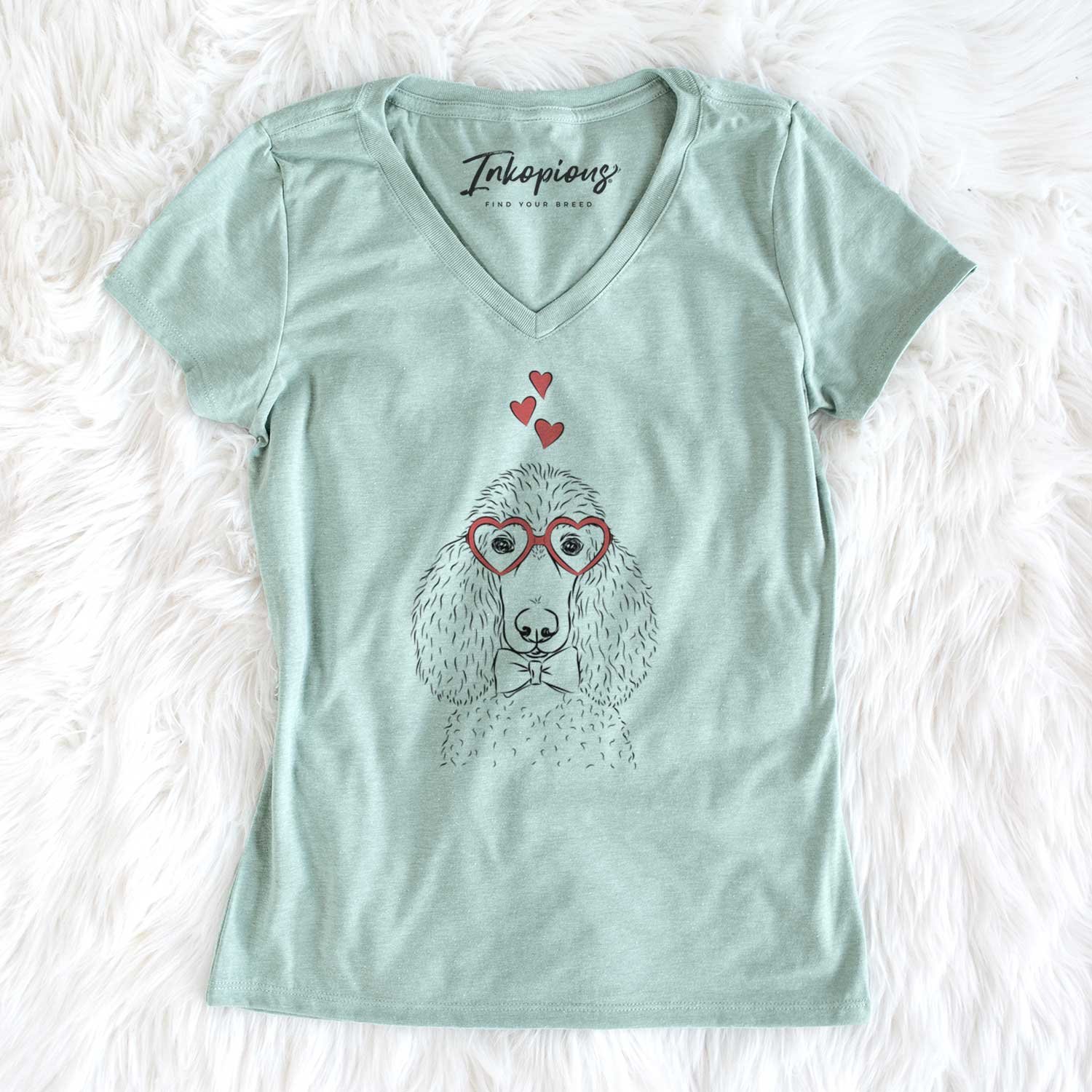 Valentine Giovanni the Poodle - Women's V-neck Shirt