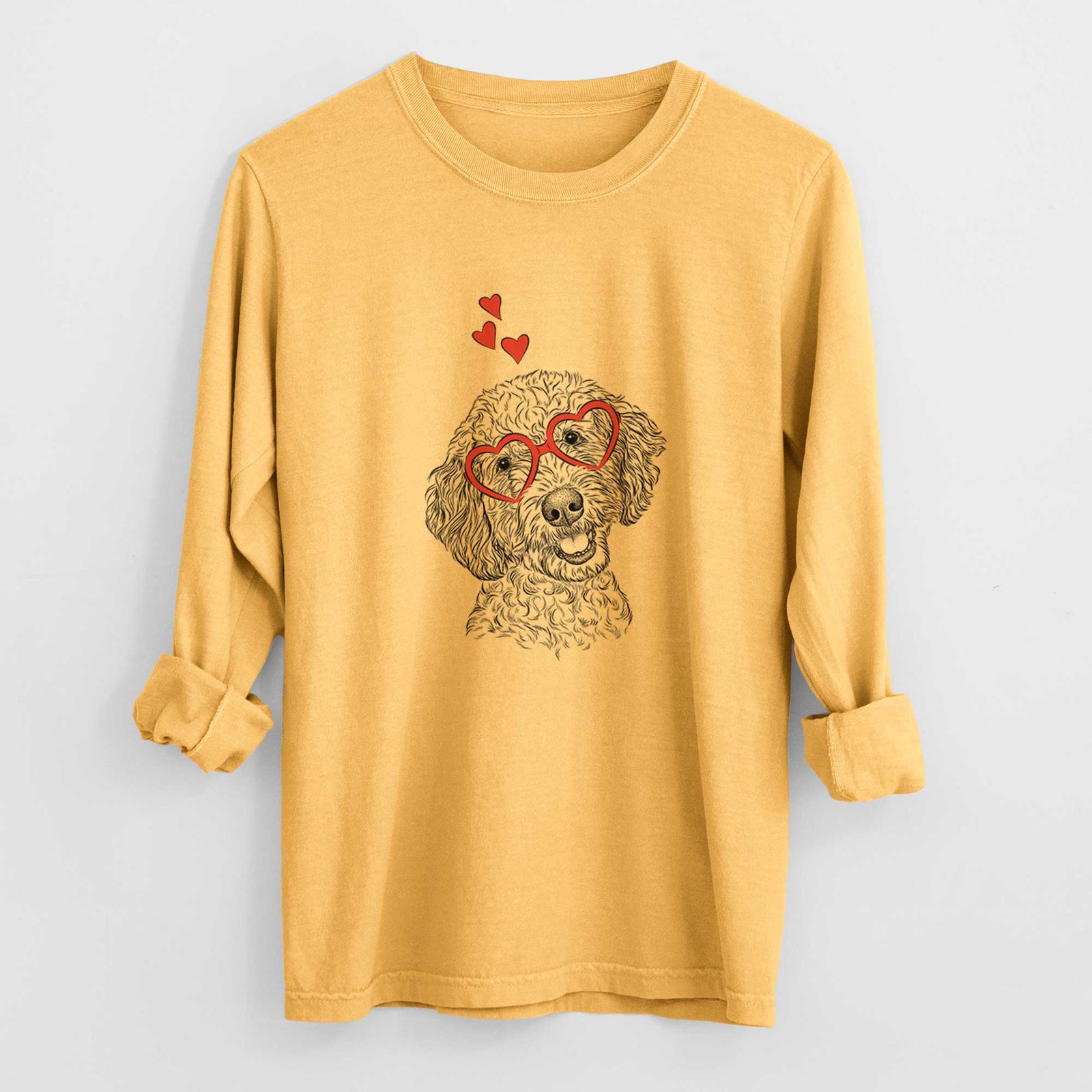 Valentine Gizmo the Goldendoodle - Heavyweight 100% Cotton Long Sleeve