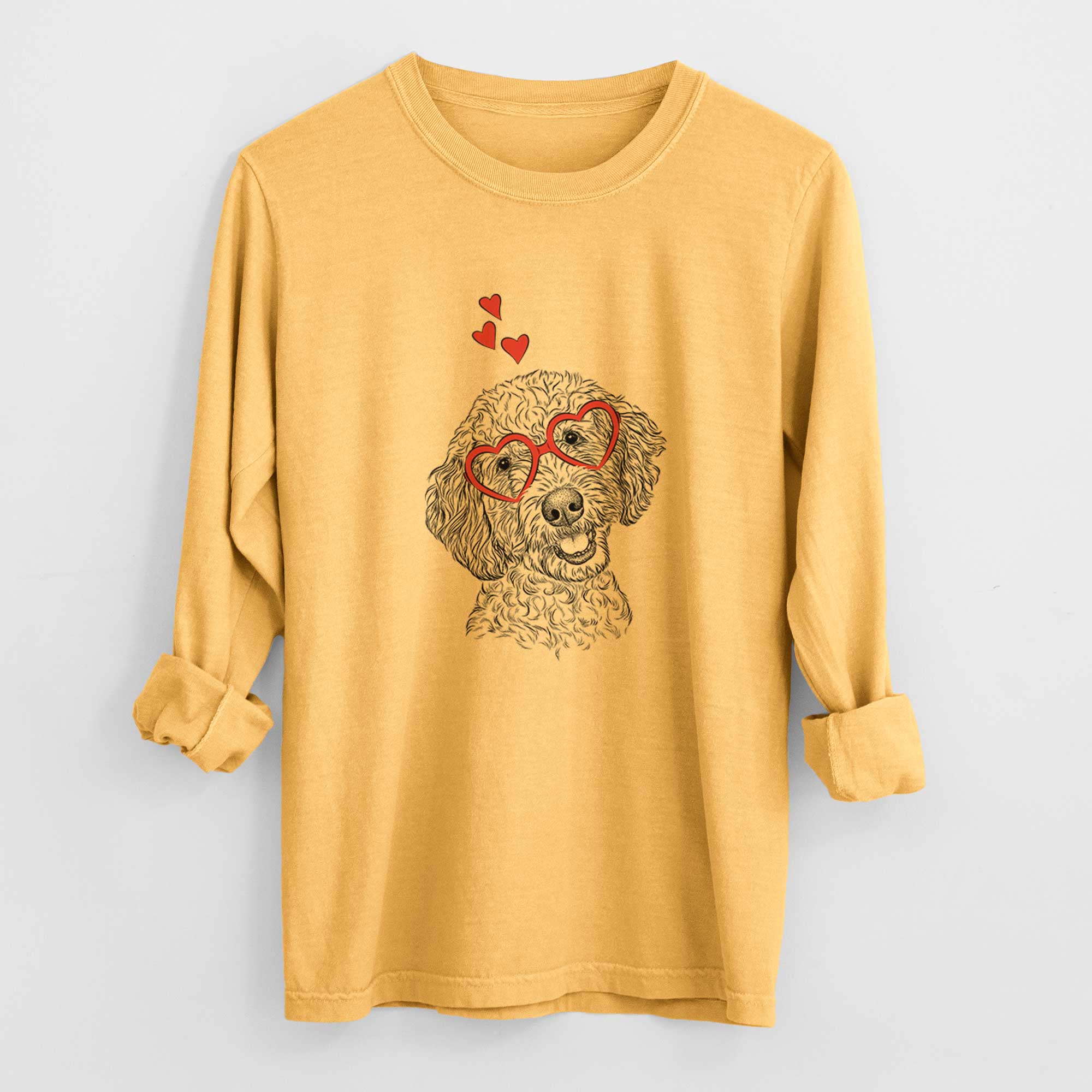 Valentine Gizmo the Goldendoodle - Heavyweight 100% Cotton Long Sleeve