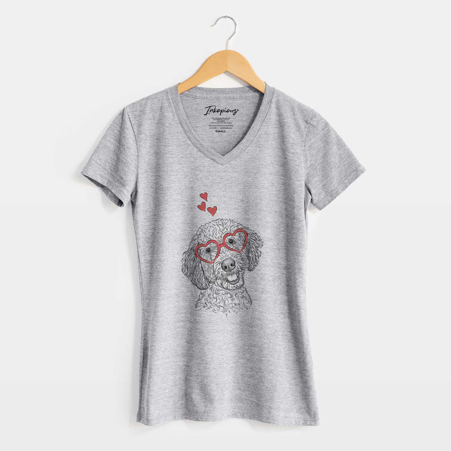 Valentine Gizmo the Goldendoodle - Women's V-neck Shirt