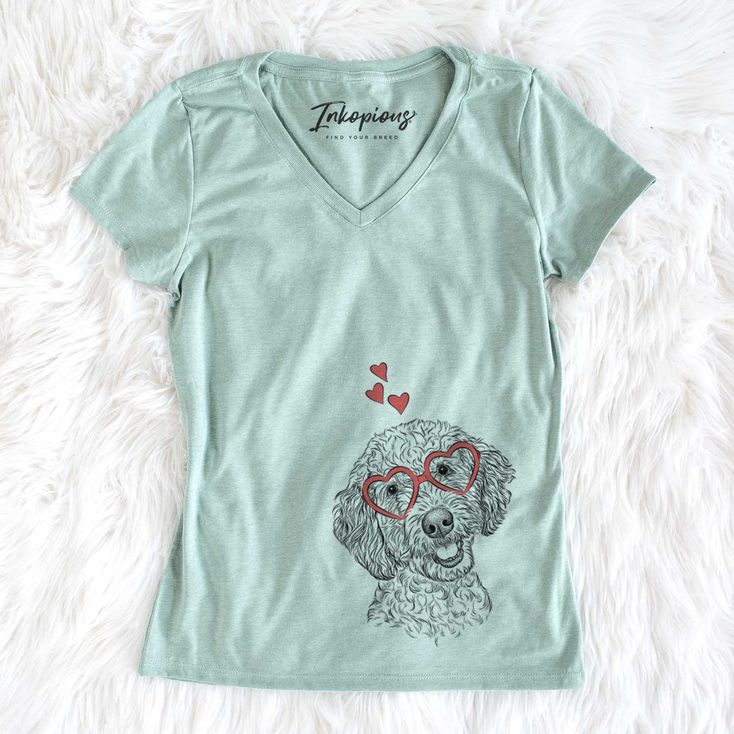 Valentine Gizmo the Goldendoodle - Women's V-neck Shirt