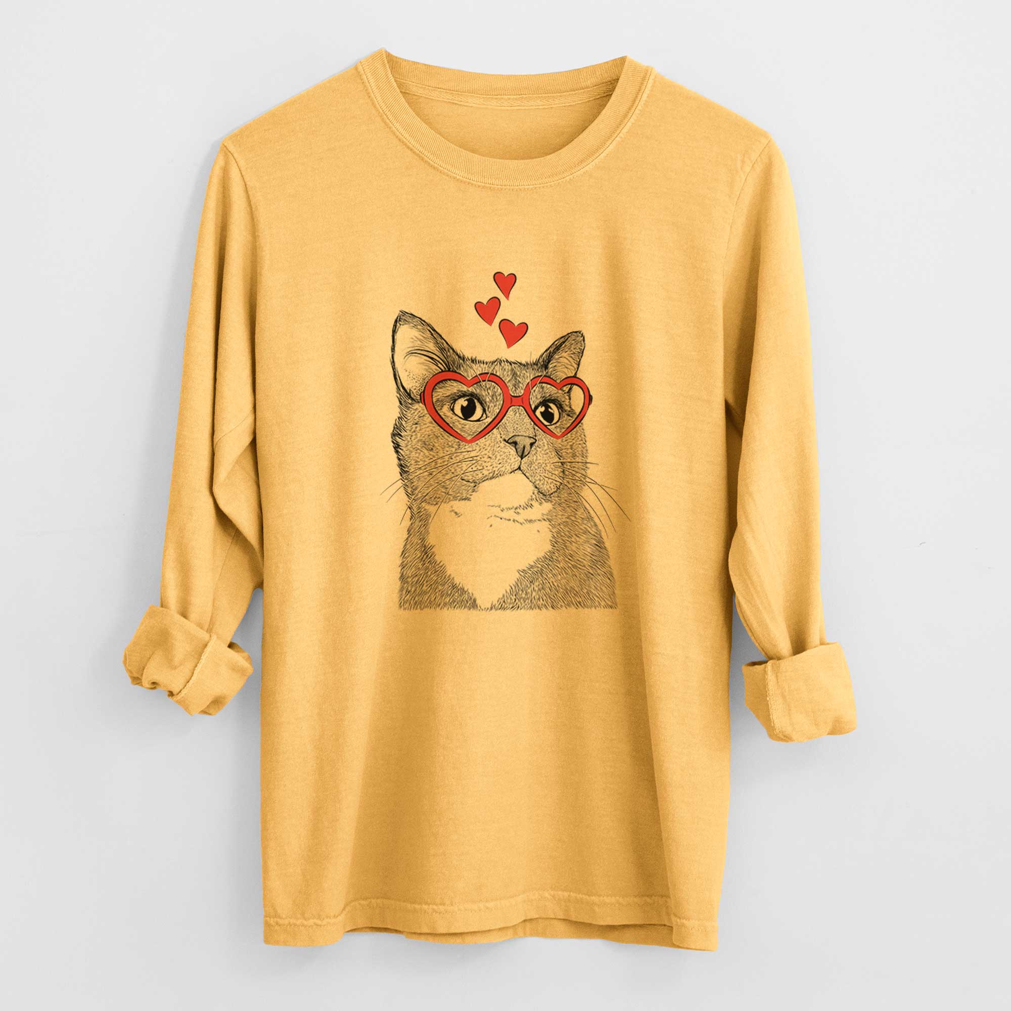 Valentine Gizmo the Grey Cat - Heavyweight 100% Cotton Long Sleeve