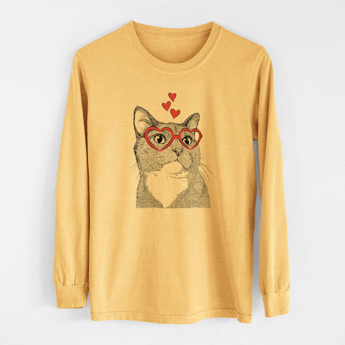 Valentine Gizmo the Grey Cat - Heavyweight 100% Cotton Long Sleeve