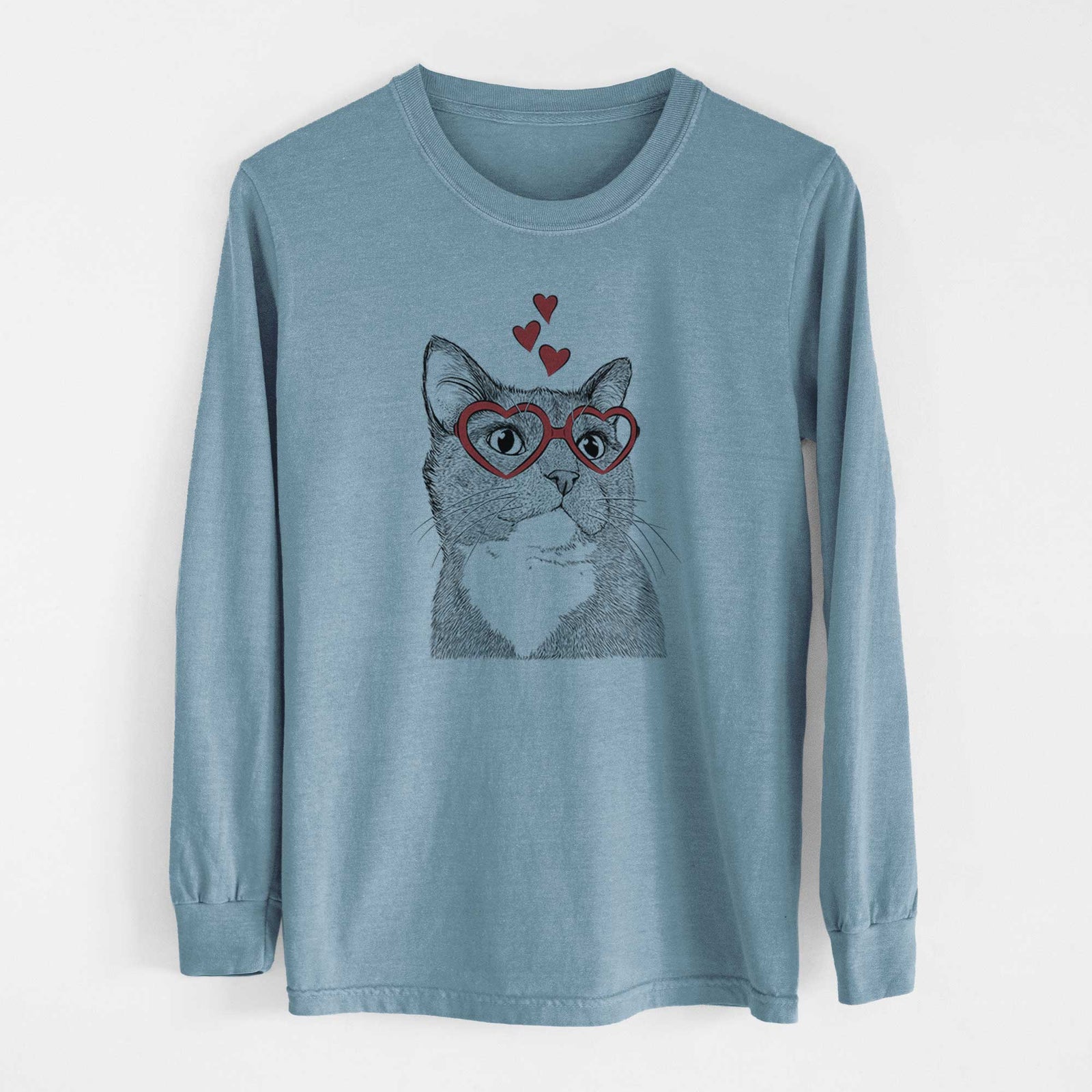 Valentine Gizmo the Grey Cat - Heavyweight 100% Cotton Long Sleeve