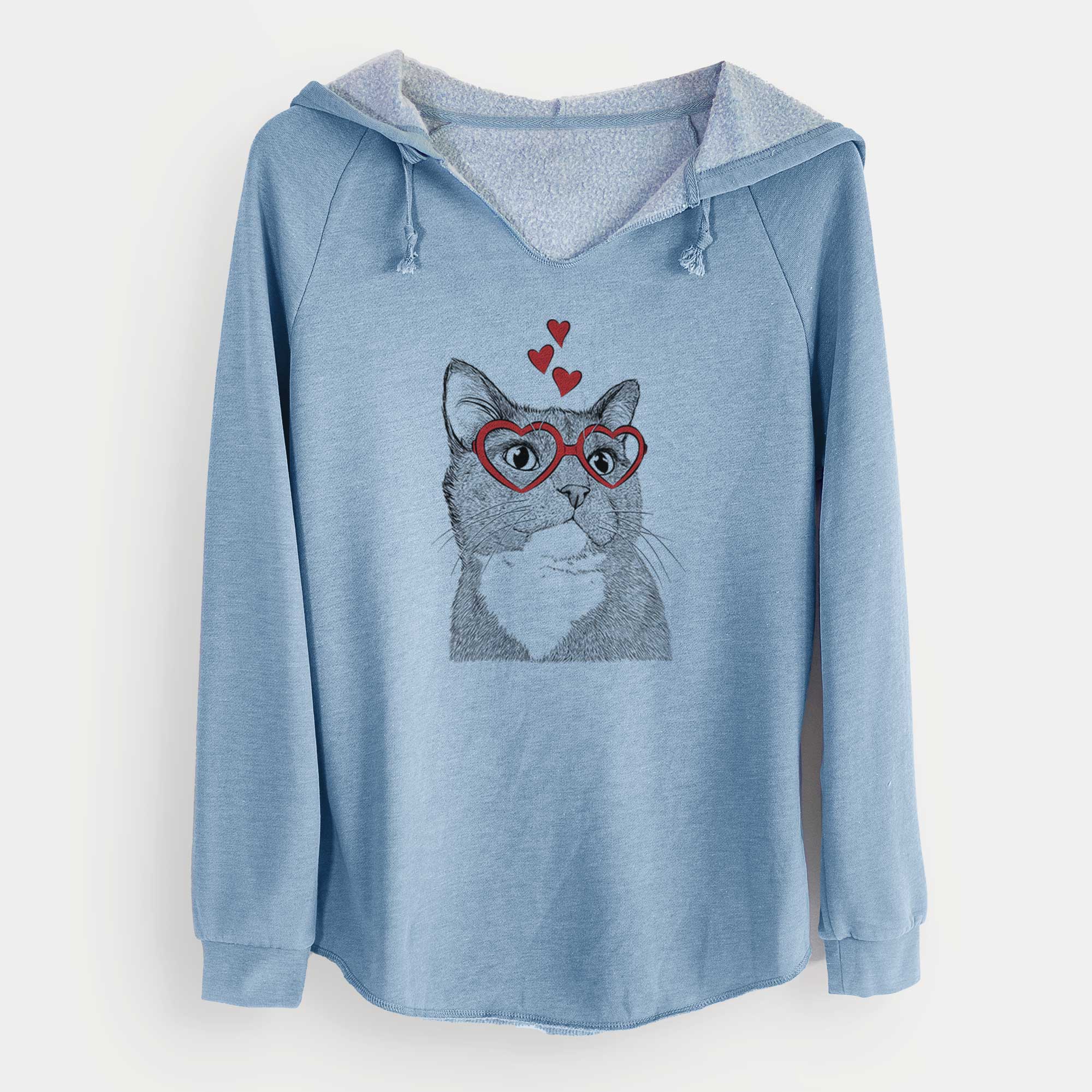 Valentine Gizmo the Grey Cat - Cali Wave Hooded Sweatshirt