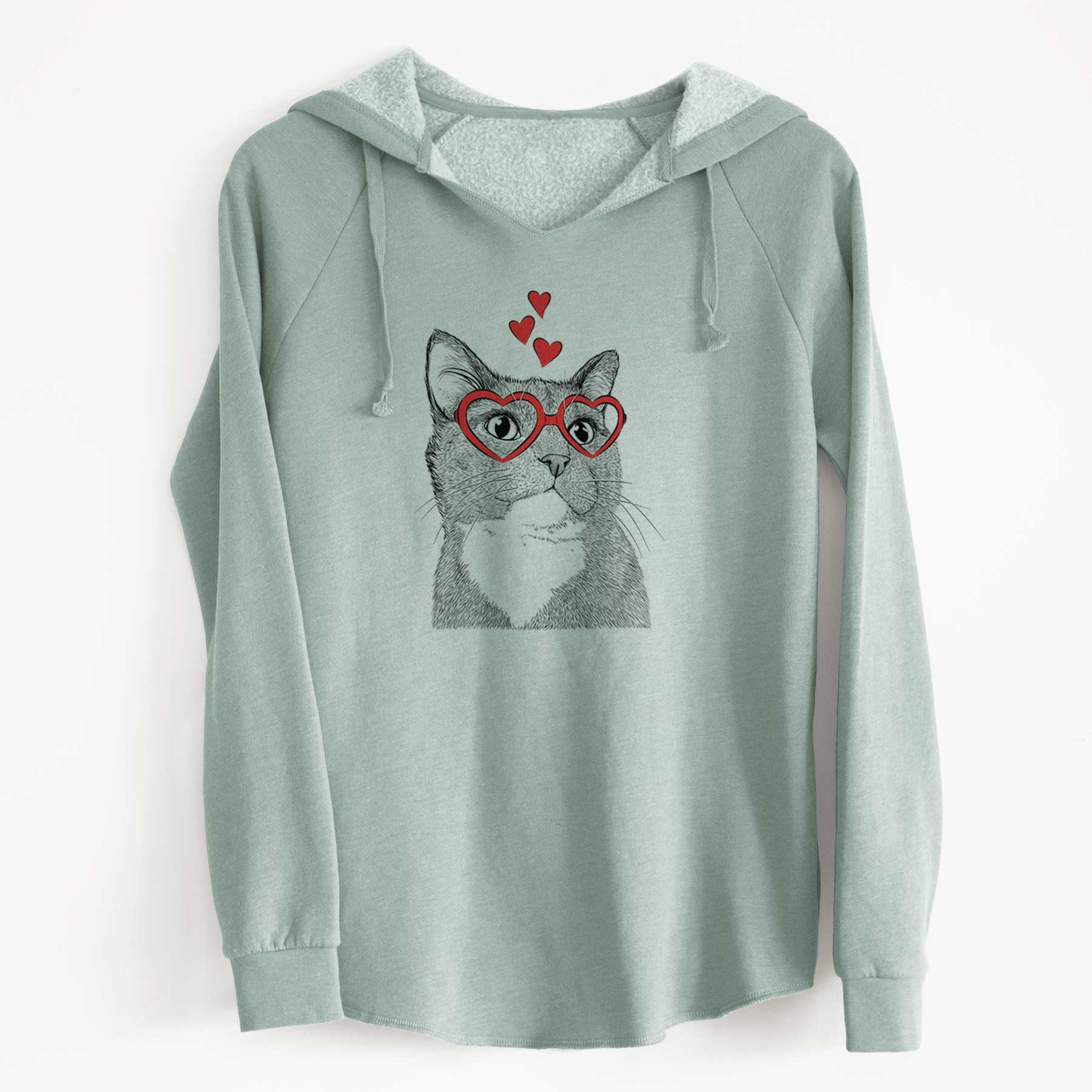 Valentine Gizmo the Grey Cat - Cali Wave Hooded Sweatshirt