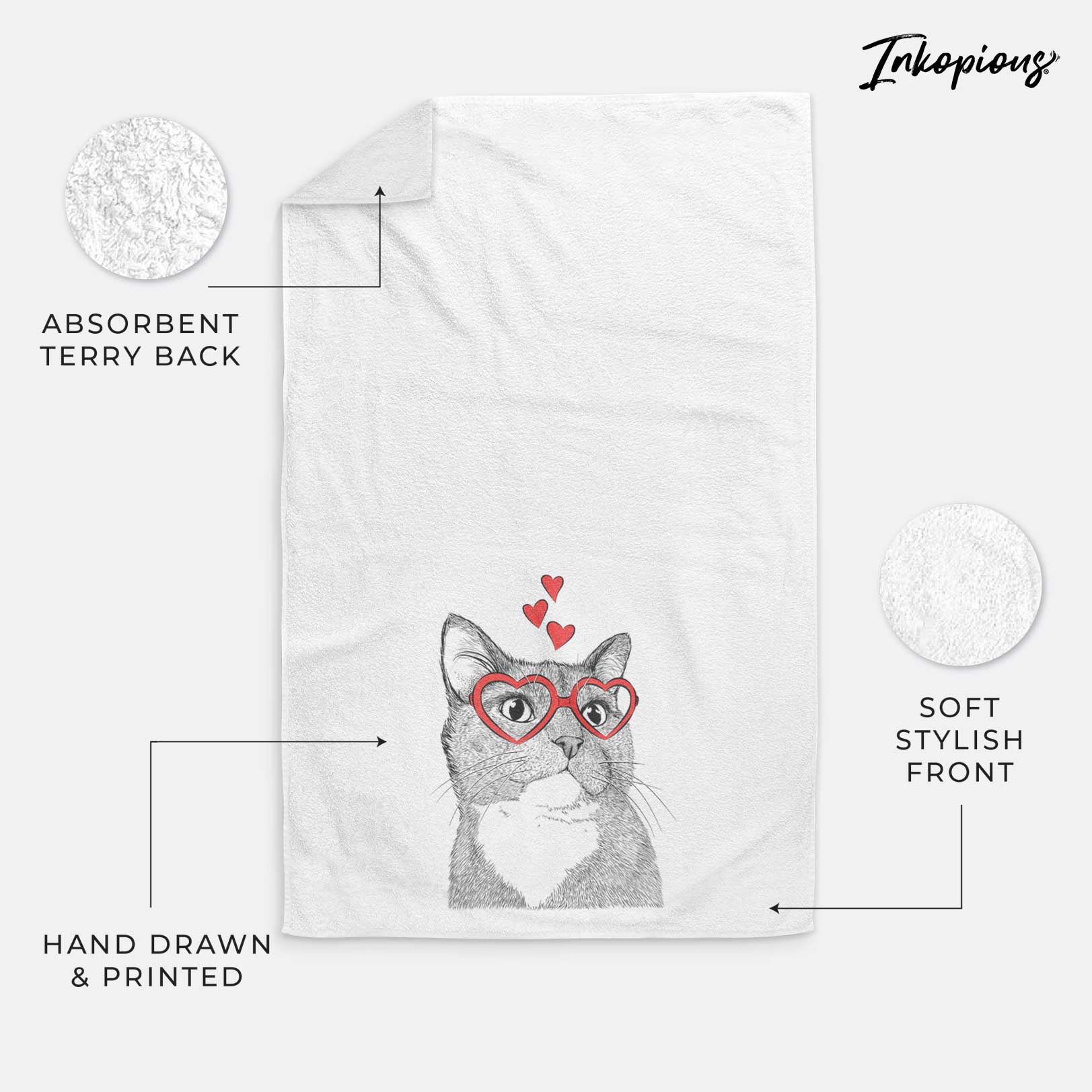 Gizmo the Grey Cat Decorative Hand Towel