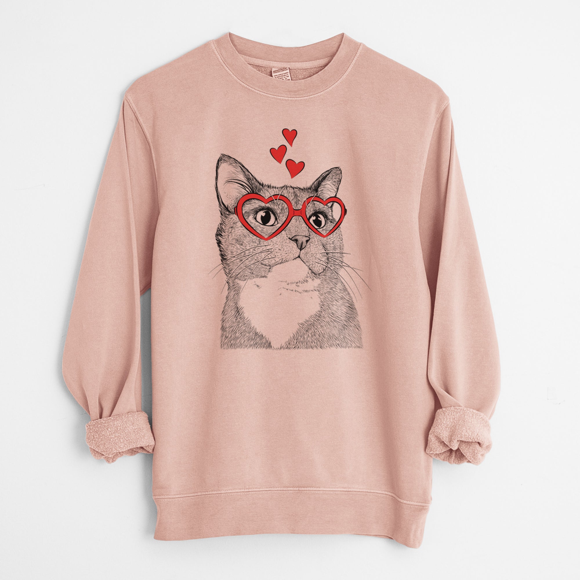 Valentine Gizmo the Grey Cat - Unisex Pigment Dyed Crew Sweatshirt