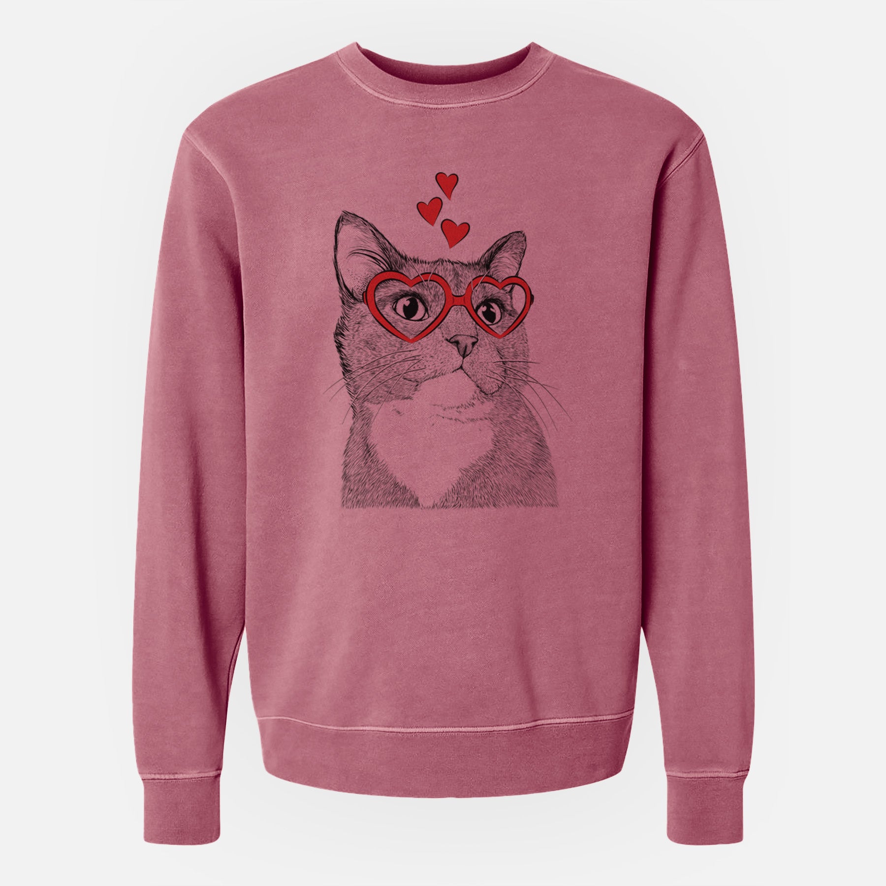 Valentine Gizmo the Grey Cat - Unisex Pigment Dyed Crew Sweatshirt