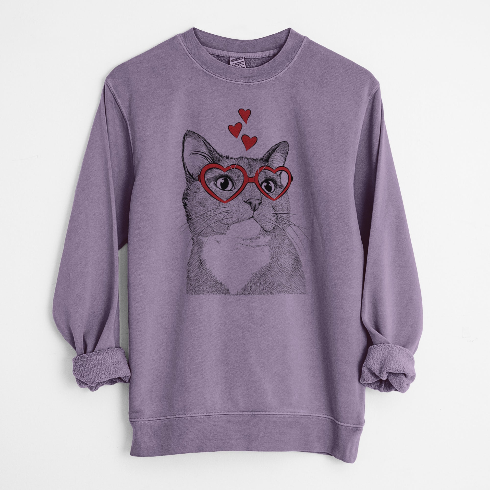 Valentine Gizmo the Grey Cat - Unisex Pigment Dyed Crew Sweatshirt