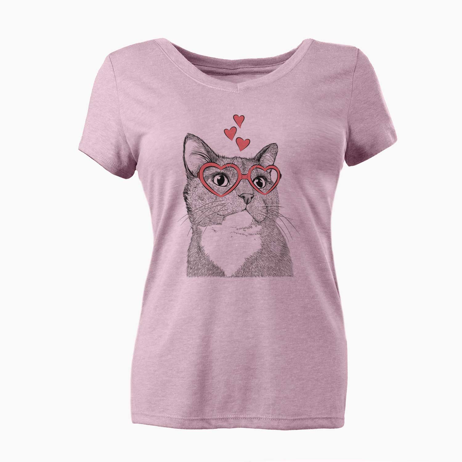 Valentine Gizmo the Grey Cat - Women's V-neck Shirt
