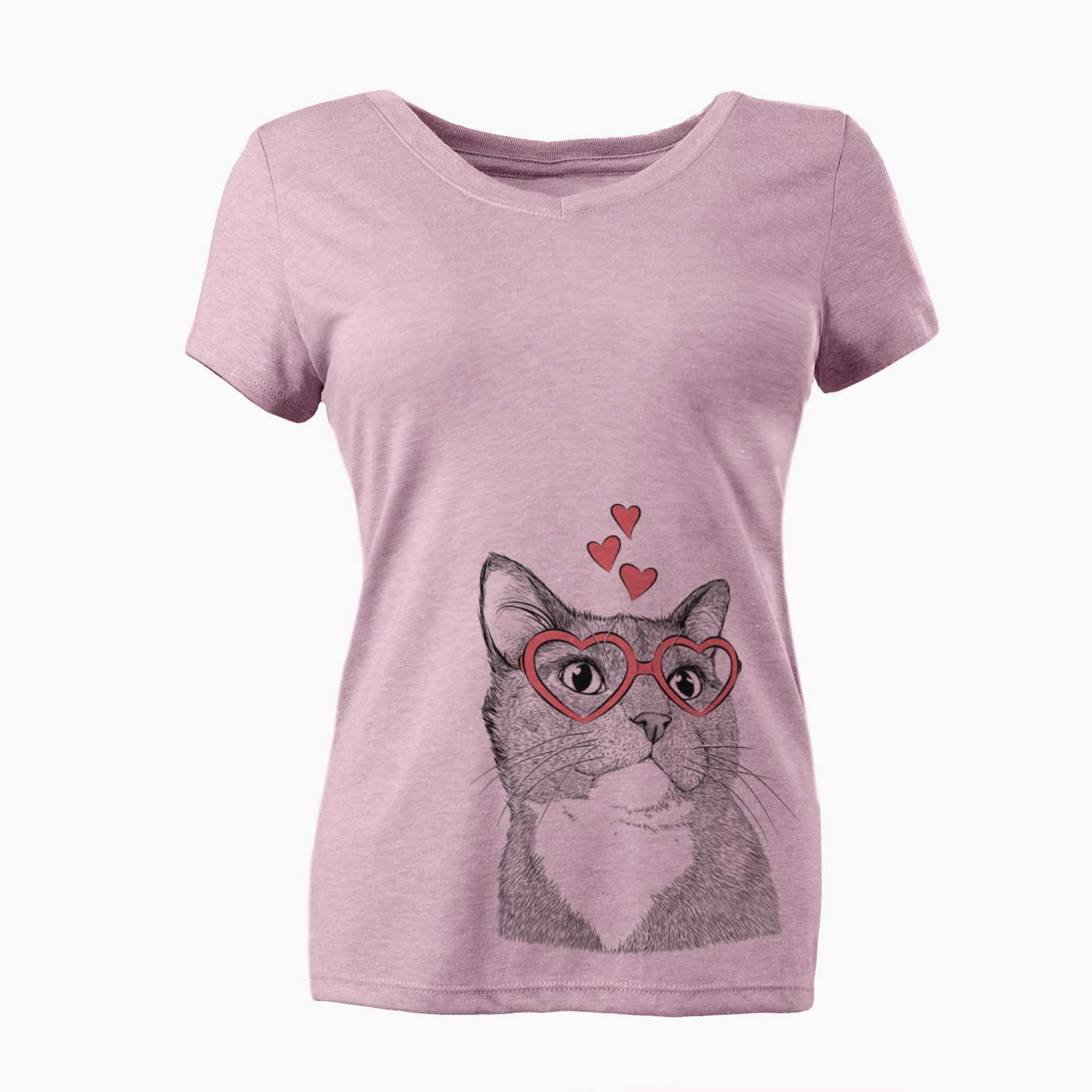 Valentine Gizmo the Grey Cat - Women's V-neck Shirt