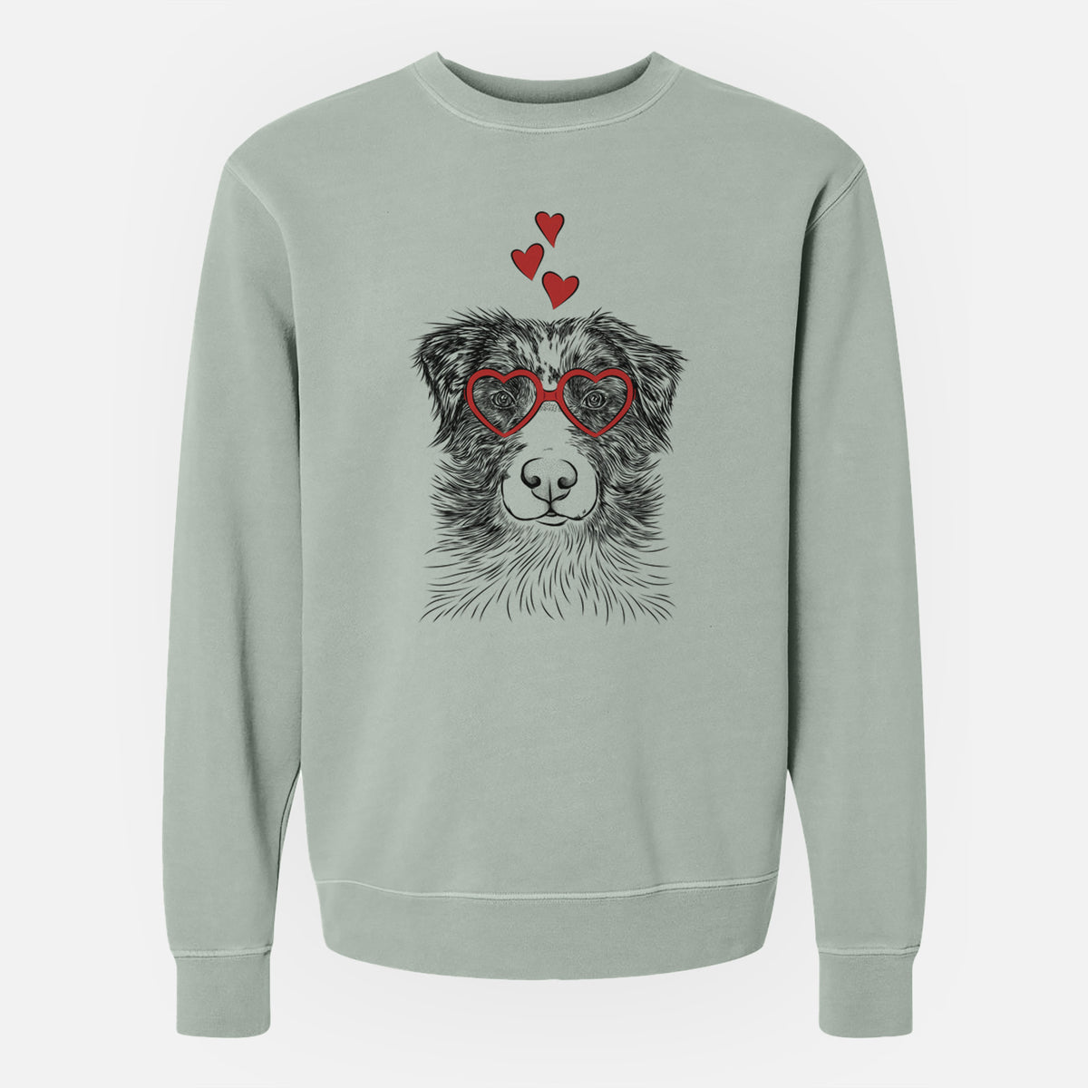 Valentine Gram the Australian Shepherd - Unisex Pigment Dyed Crew Sweatshirt