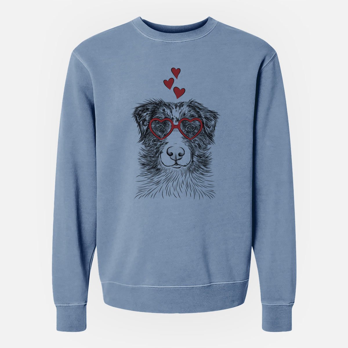Valentine Gram the Australian Shepherd - Unisex Pigment Dyed Crew Sweatshirt