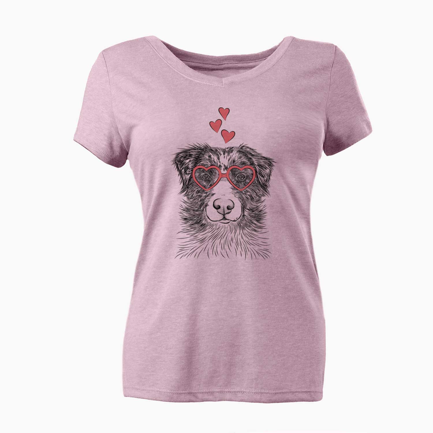 Valentine Gram the Australian Shepherd - Women's V-neck Shirt