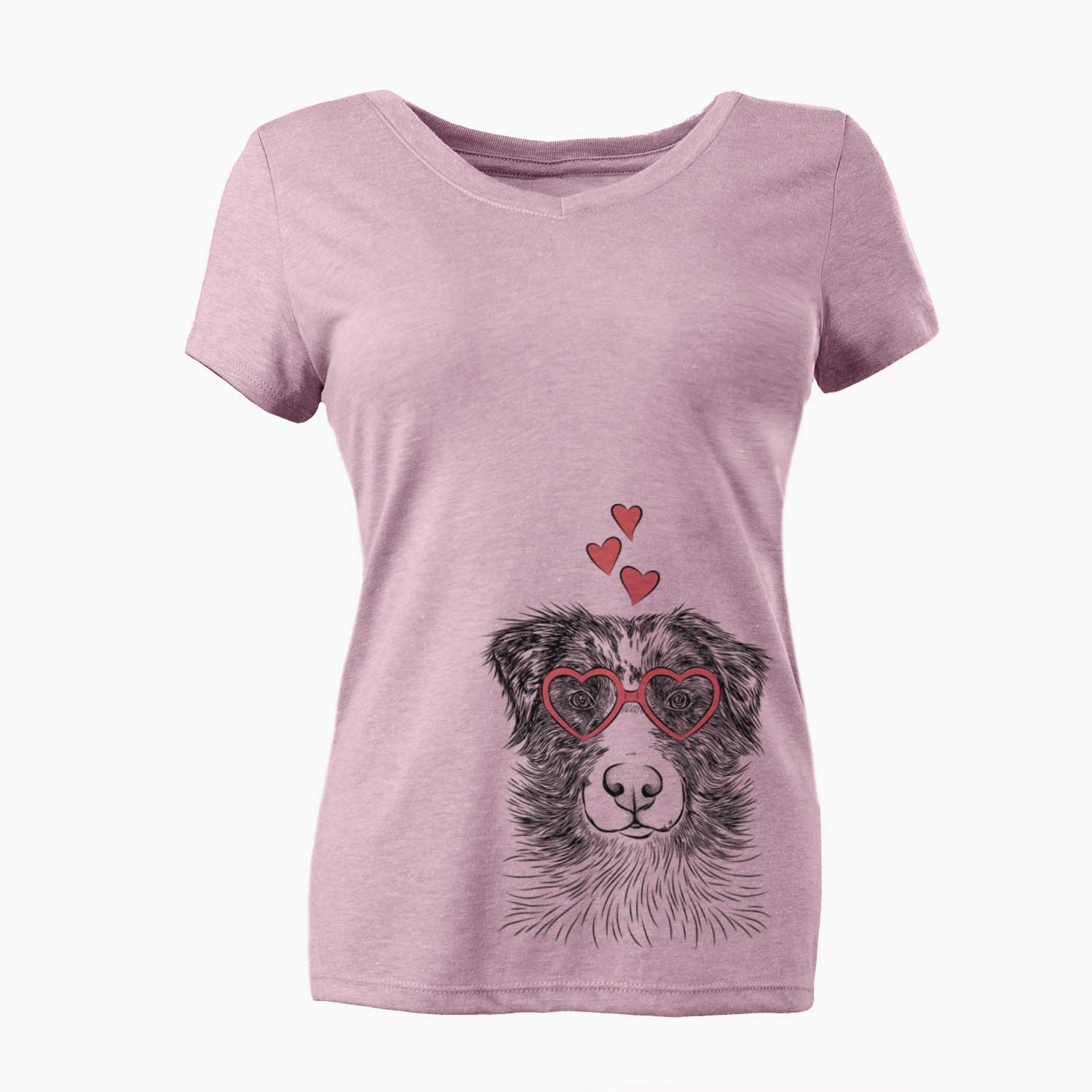 Valentine Gram the Australian Shepherd - Women's V-neck Shirt