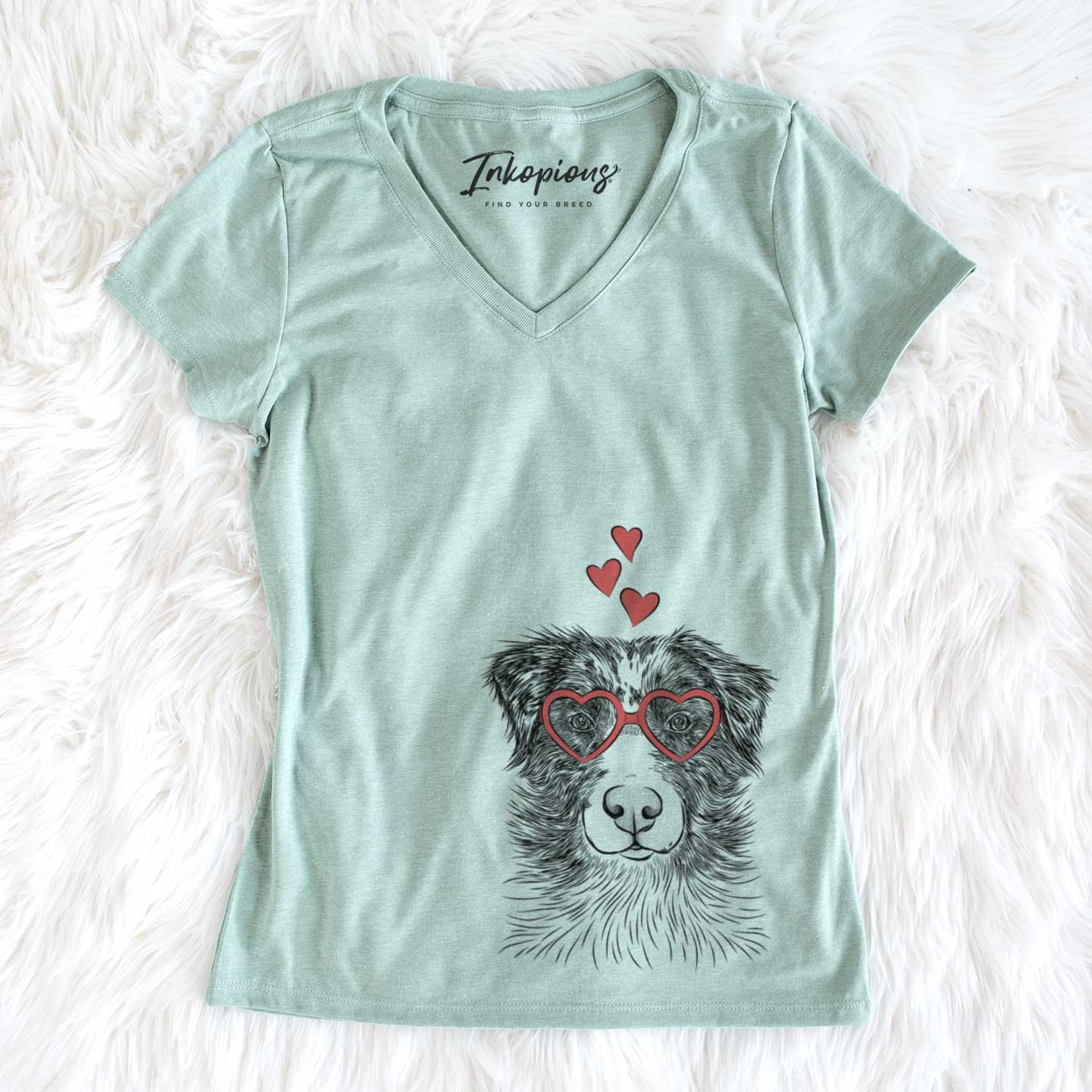 Valentine Gram the Australian Shepherd - Women's V-neck Shirt